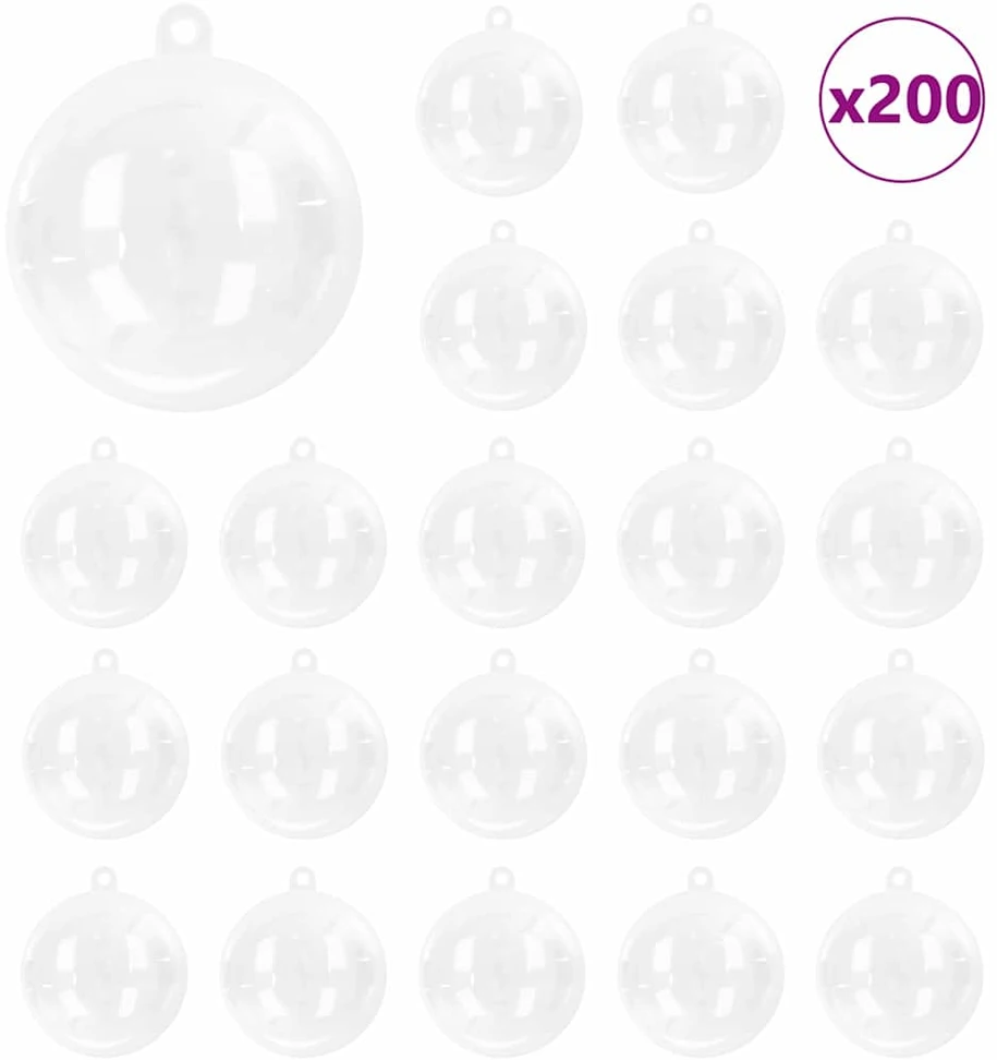 Kalėdinių Kraitės Rinkinys 200 vnt. Skaidrus Ø 5 cm Plastmasė