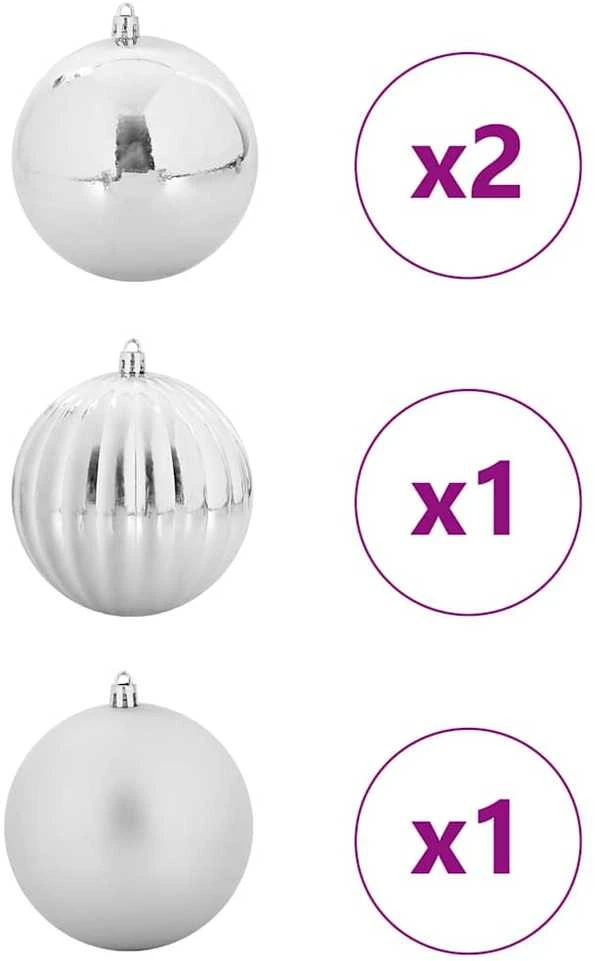 Kalėdinis Kabinamas Rinkinys XXL 4 vnt. Sidabrinė Ø 20 cm