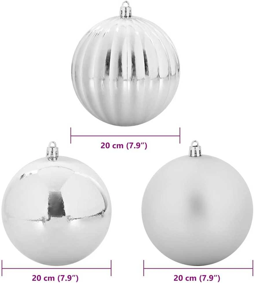 Kalėdinis Kabinamas Rinkinys XXL 4 vnt. Sidabrinė Ø 20 cm
