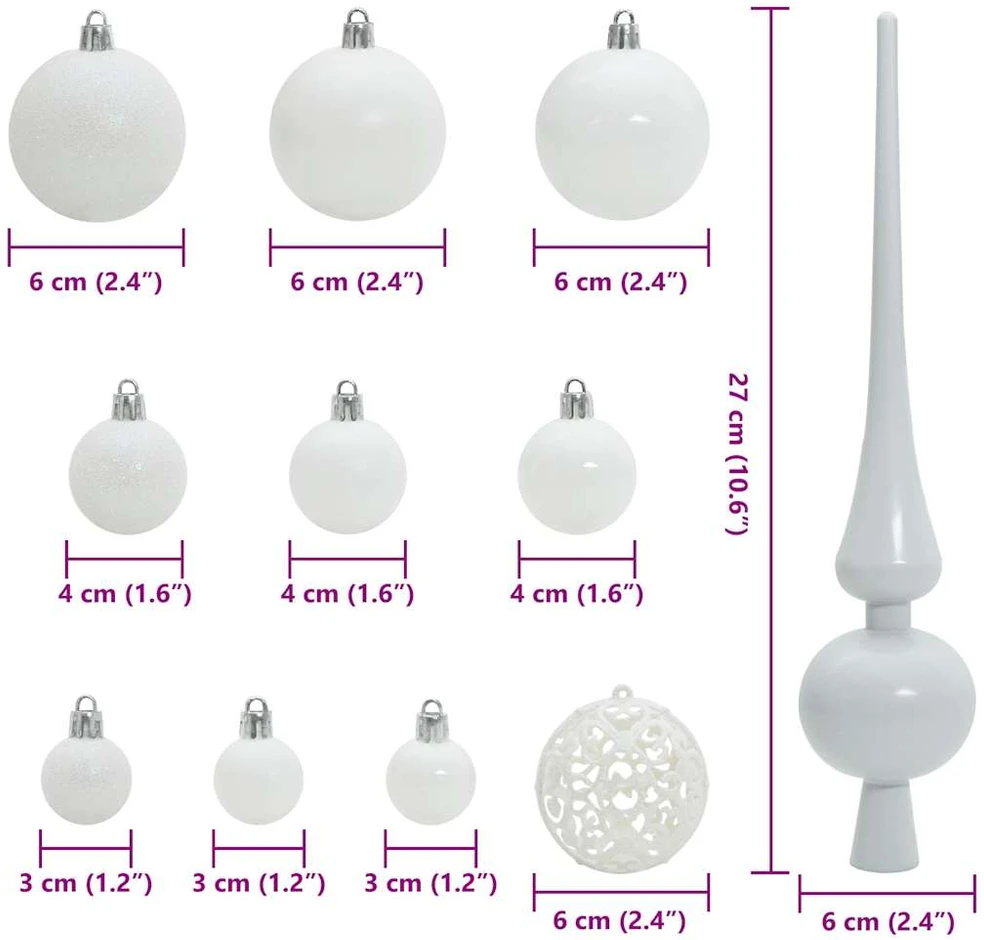 Kalėdinių Kraitės Rinkinys 61 vnt. 150 LED Šilta balta Ø 6 cm