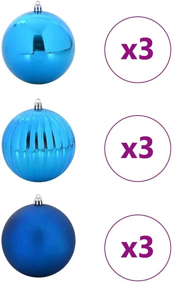 Kalėdų Burbulų Rinkinys XL 9 vnt. Mėlyna Ø 15 cm Plastmasė