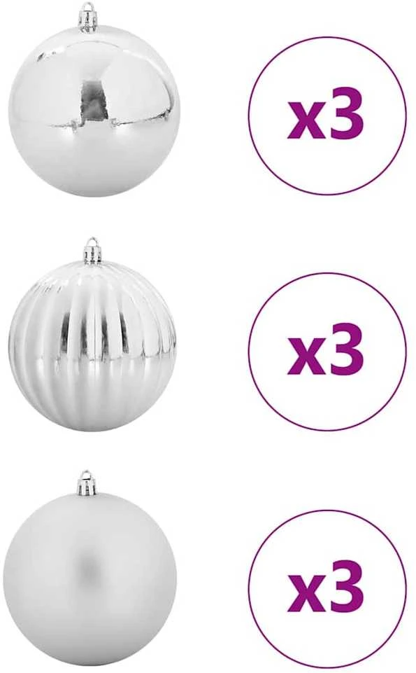 Kalėdų Burbulų Rinkinys XL 9 vnt. Sidabrinė Ø 15 cm Plastmasė