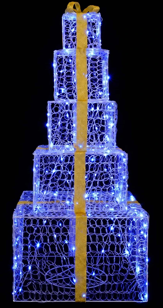 Kalėdinių LED dovanų dėžučių rinkinys 250 LED Mėlyna