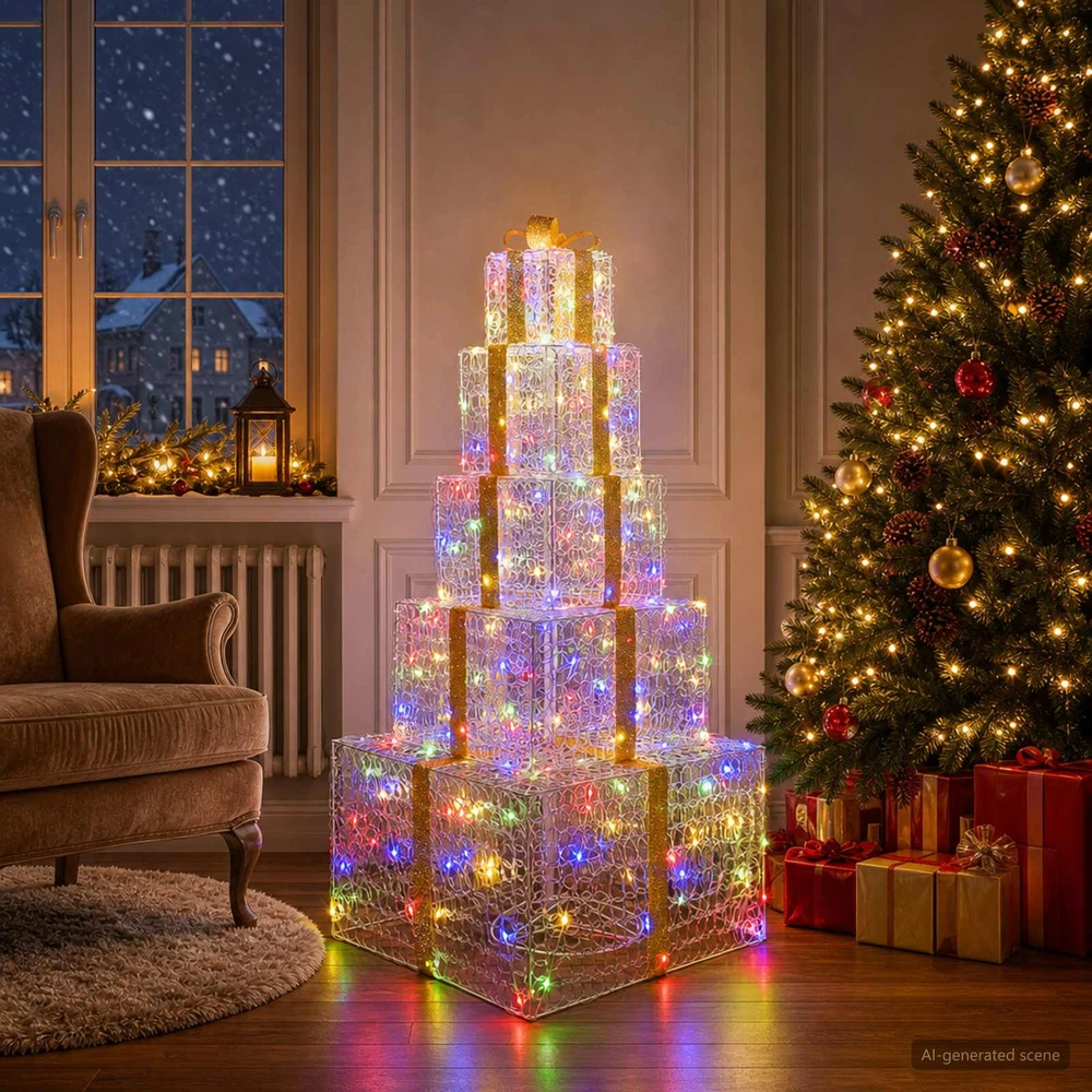 Kalėdinių LED dovanų dėžučių rinkinys 250 LED Įvairių spalvų