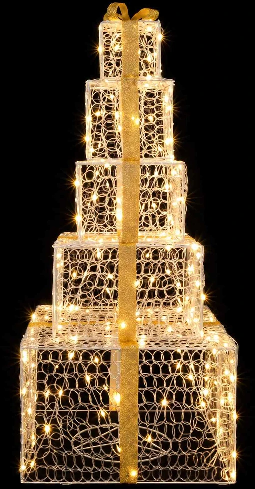 Kalėdinių LED dovanų dėžučių rinkinys 250 LED Šilta balta