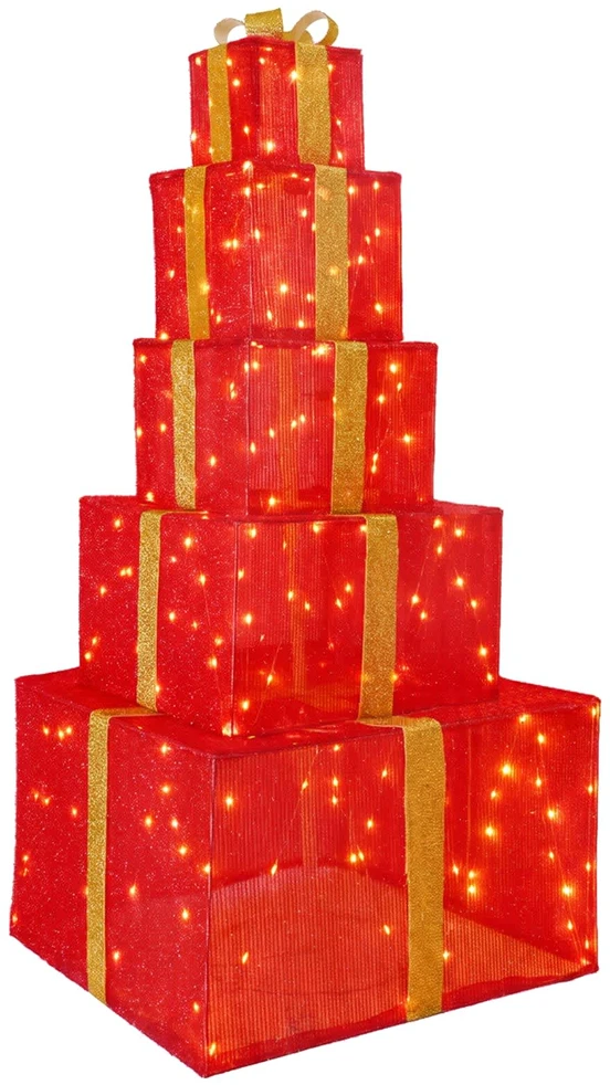 Kalėdinių LED dovanų dėžučių rinkinys 250 LED Šilta balta