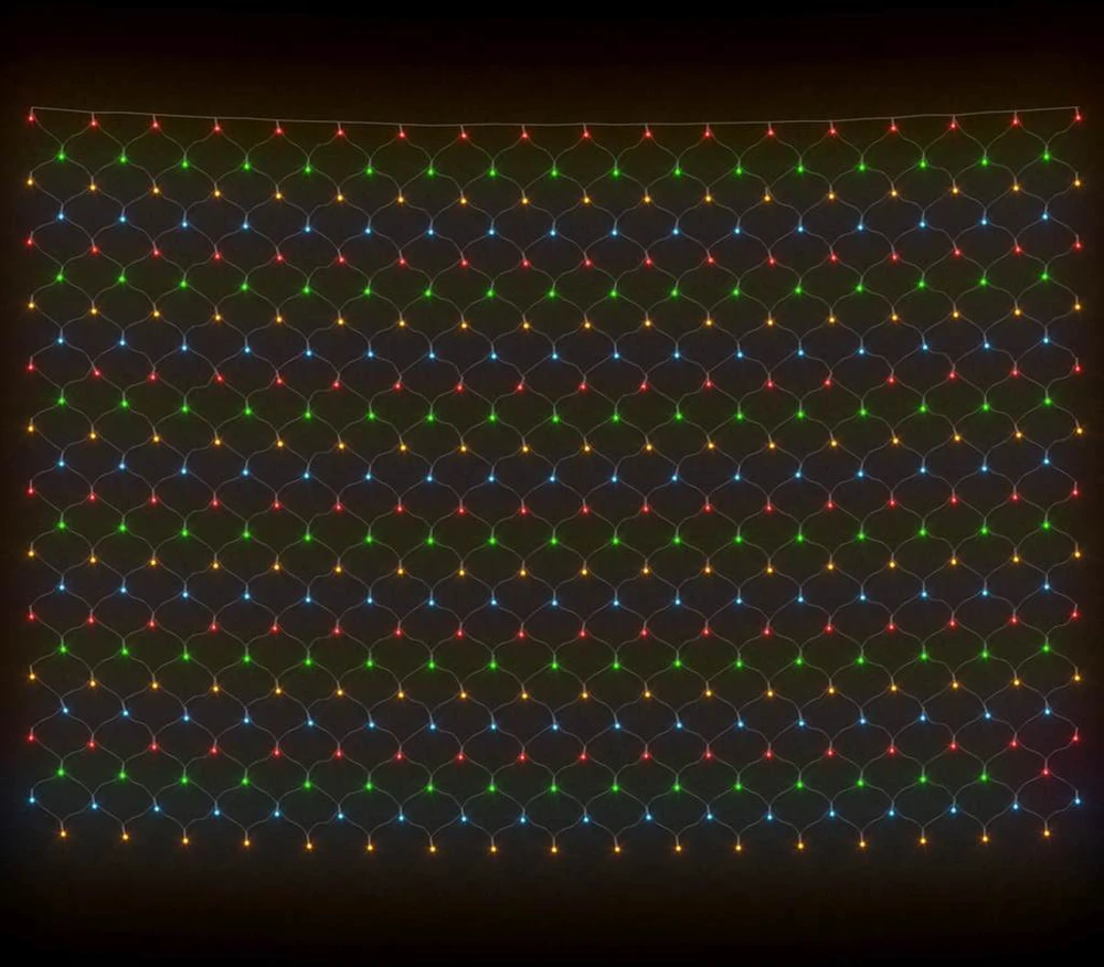 Kalėdinių lempučių tinklas, 3x2m, 204 įvairių spalvų LED