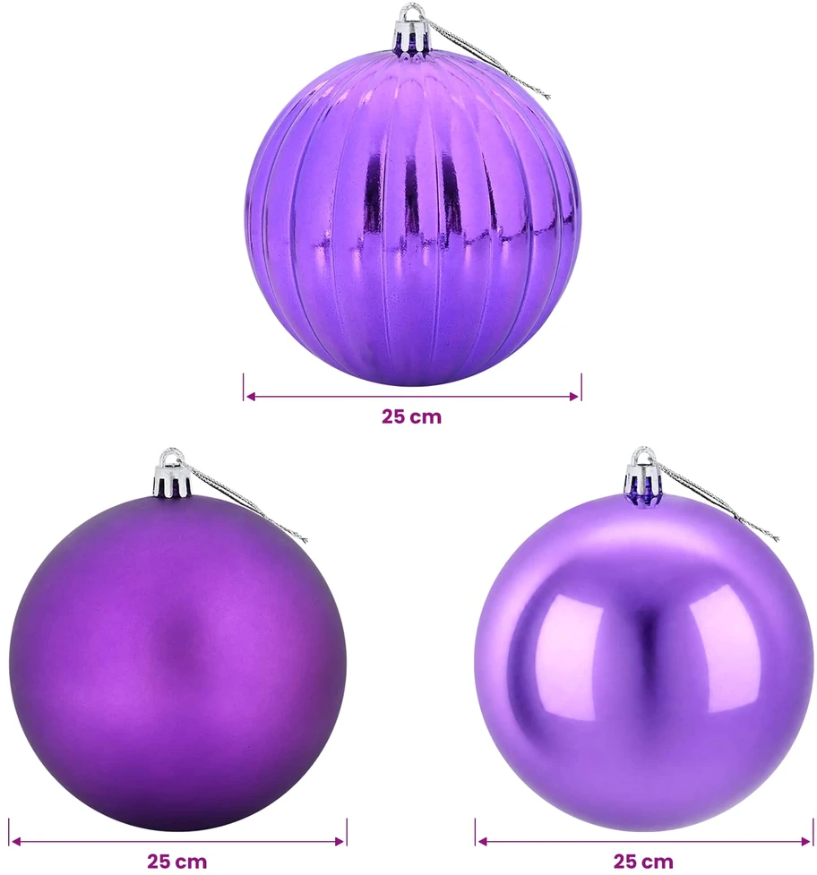 Kalėdinių rutulių rinkinys XXL 3 vnt. Alyvos Ø 25 cm Plastmasė