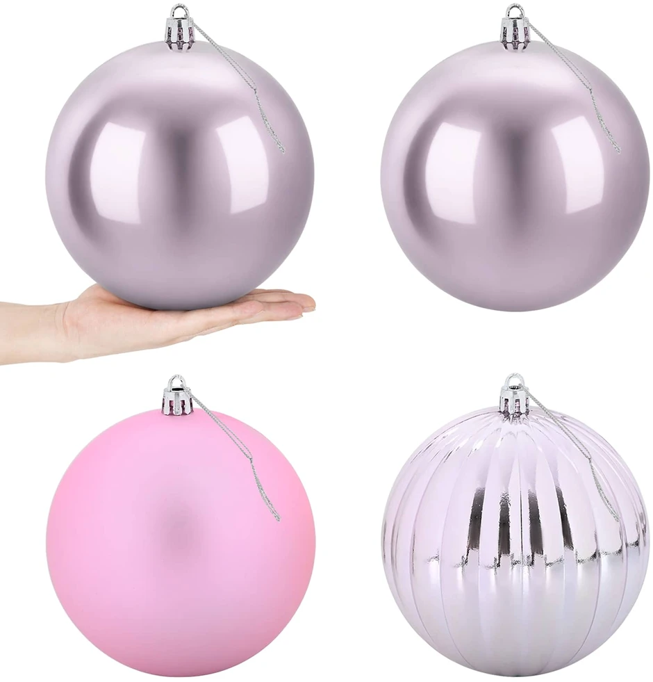 Kalėdinių rutulių rinkinys XXL 4 vnt. Rožinė Ø 20 cm Plastmasė