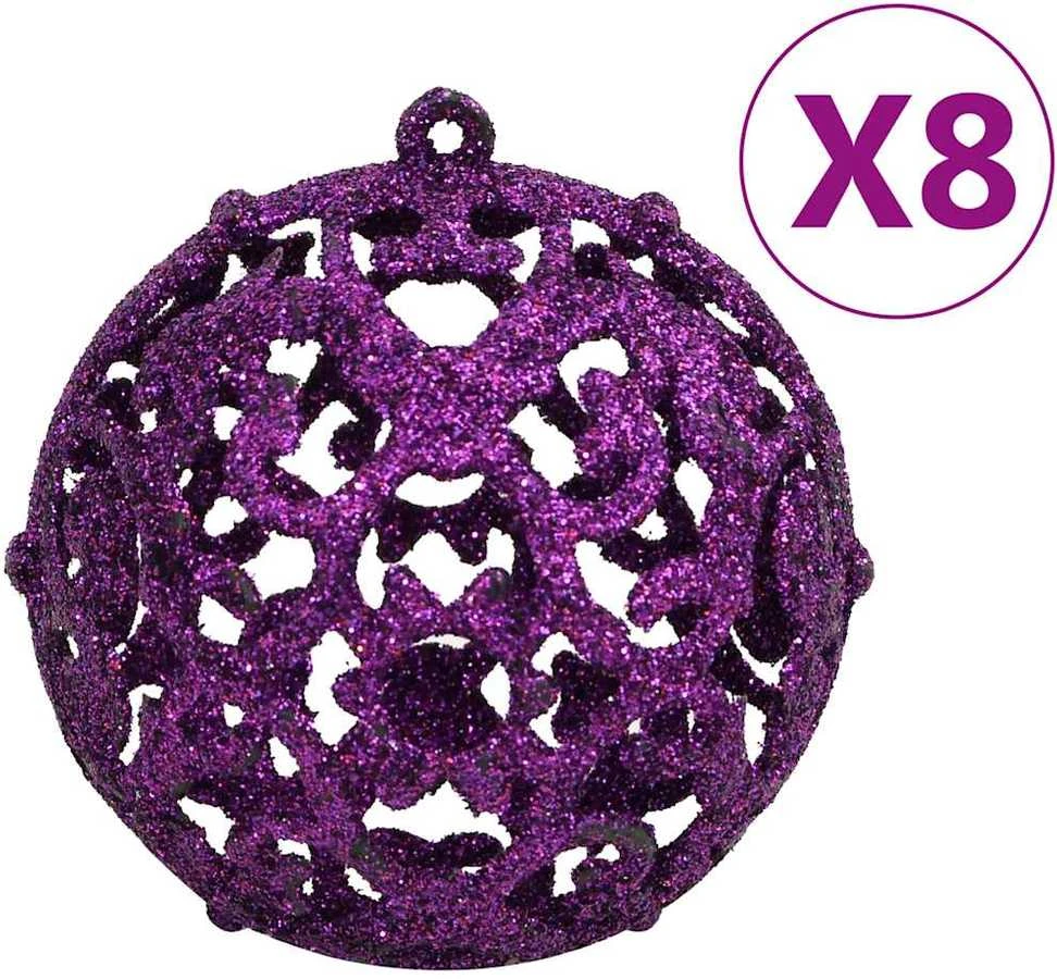 Kalėdinių žaisliukų rinkinys, 111vnt., violetinis, polistirenas