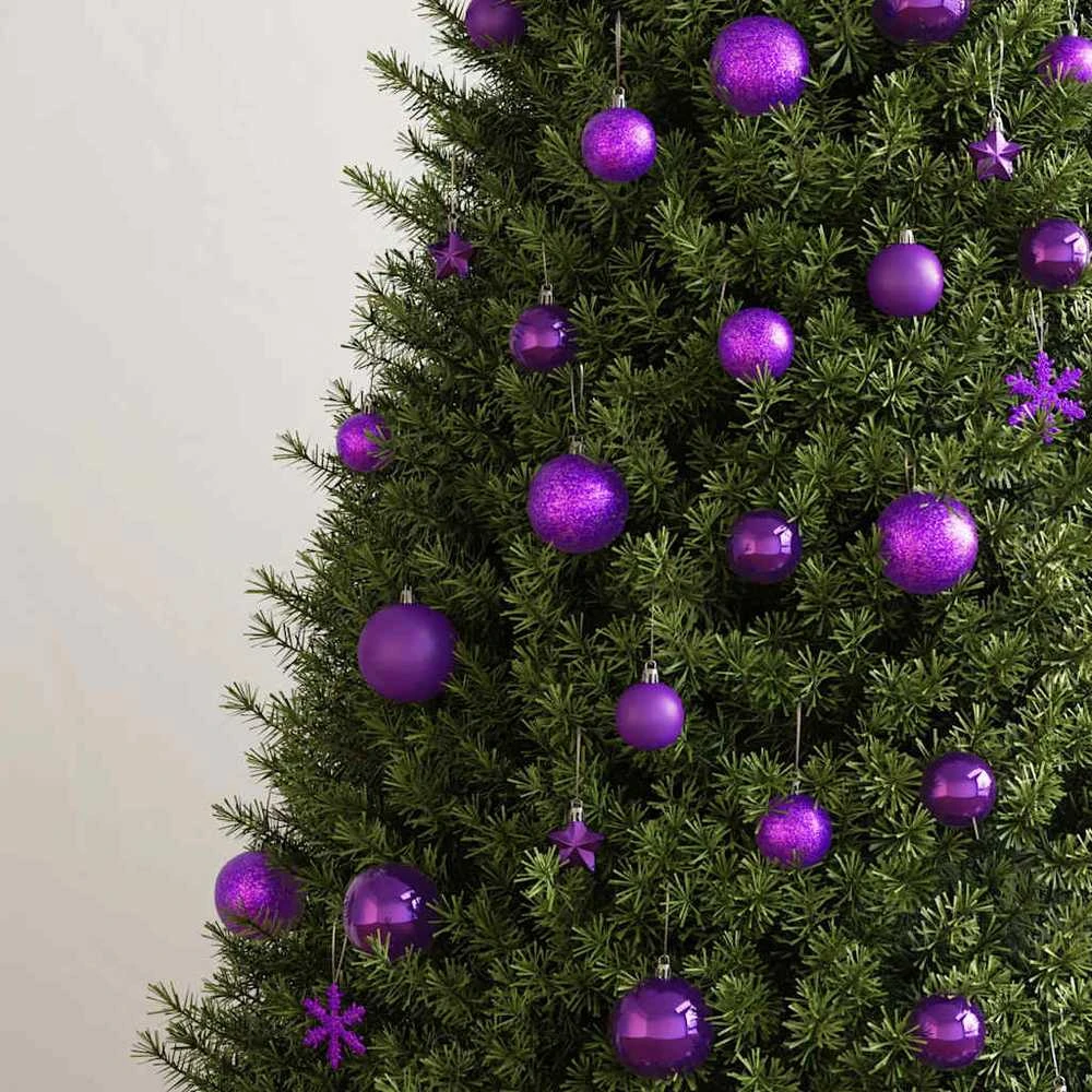 Kalėdinių žaisliukų rinkinys, 111vnt., violetinis, polistirenas