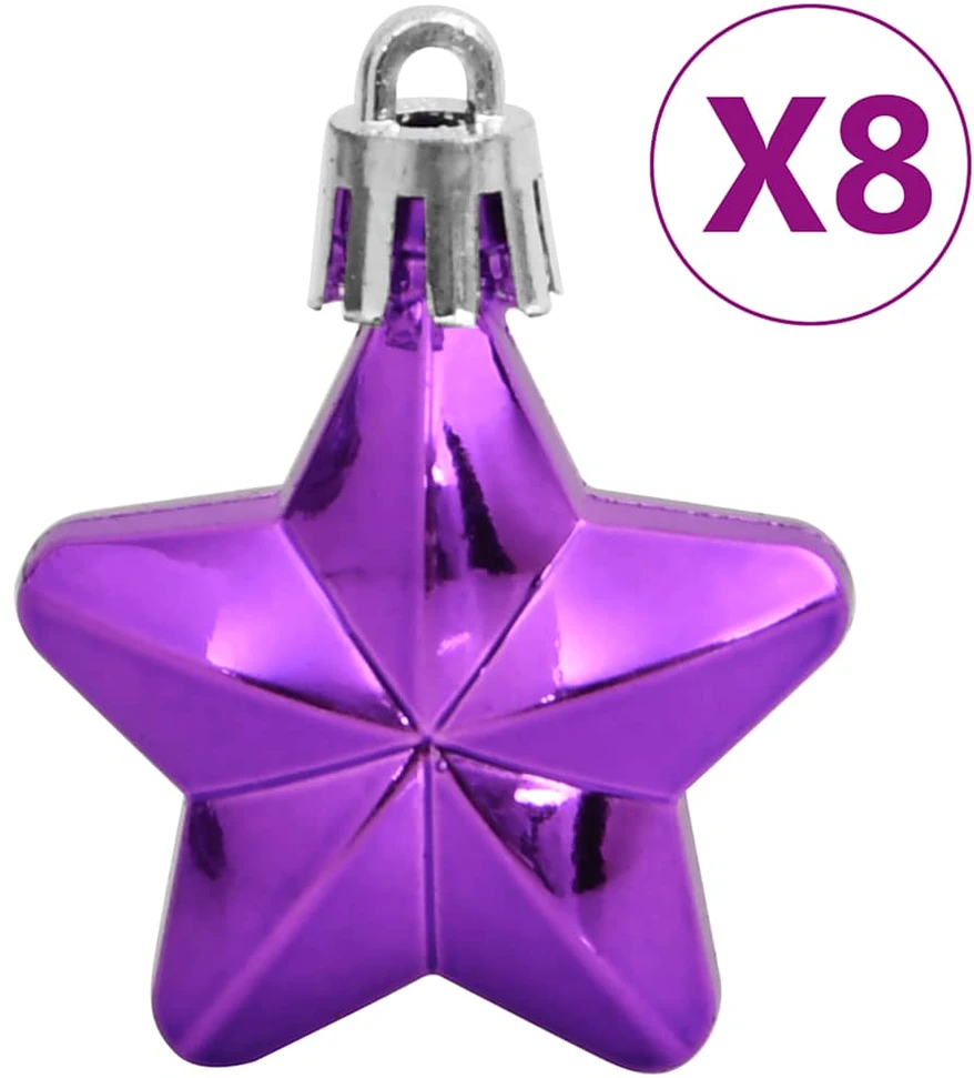 Kalėdinių žaisliukų rinkinys, 111vnt., violetinis, polistirenas