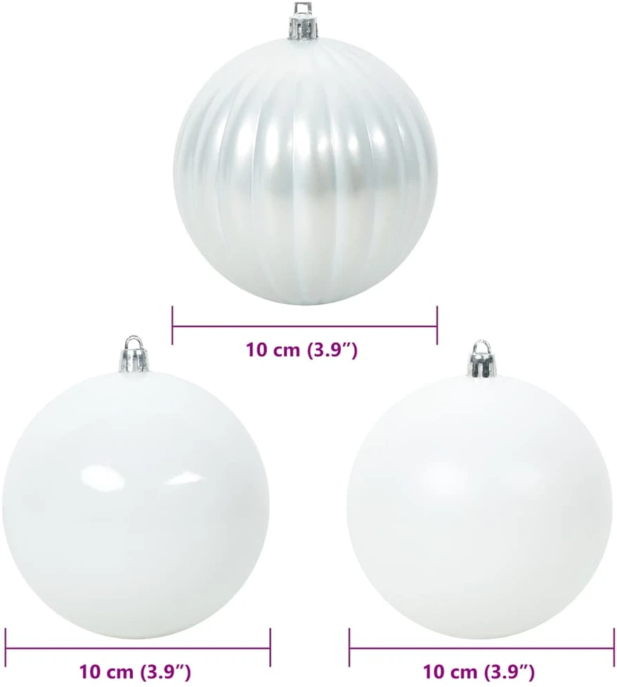 Kalėdų Burbulų Rinkinys XL 15 vnt. Balta Ø 10 cm Plastmasė