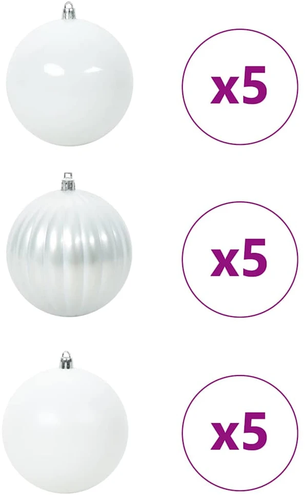 Kalėdų Burbulų Rinkinys XL 15 vnt. Balta Ø 10 cm Plastmasė