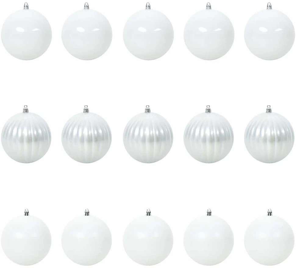 Kalėdų Burbulų Rinkinys XL 15 vnt. Balta Ø 10 cm Plastmasė