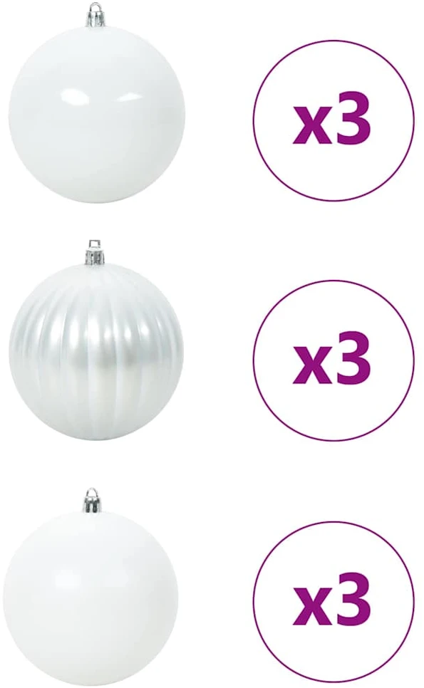 Kalėdų Burbulų Rinkinys XL 9 vnt. Balta Ø 15 cm Plastmasė