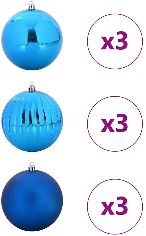 Kalėdų Burbulų Rinkinys XL 9 vnt. Mėlyna Ø 15 cm Plastmasė