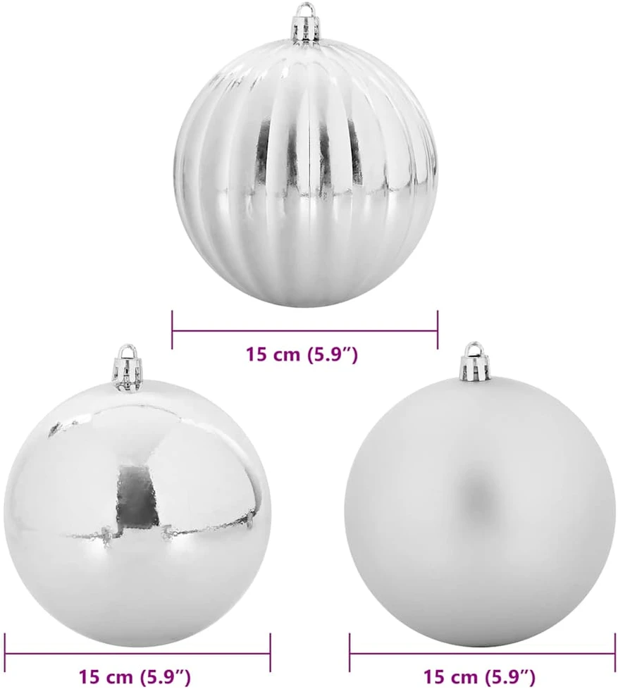Kalėdų Burbulų Rinkinys XL 9 vnt. Sidabrinė Ø 15 cm Plastmasė