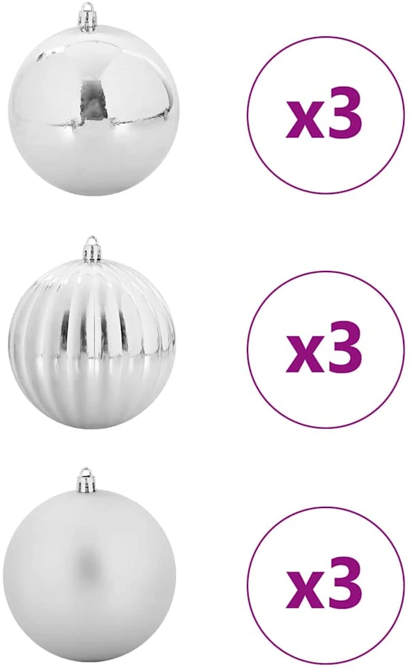 Kalėdų Burbulų Rinkinys XL 9 vnt. Sidabrinė Ø 15 cm Plastmasė