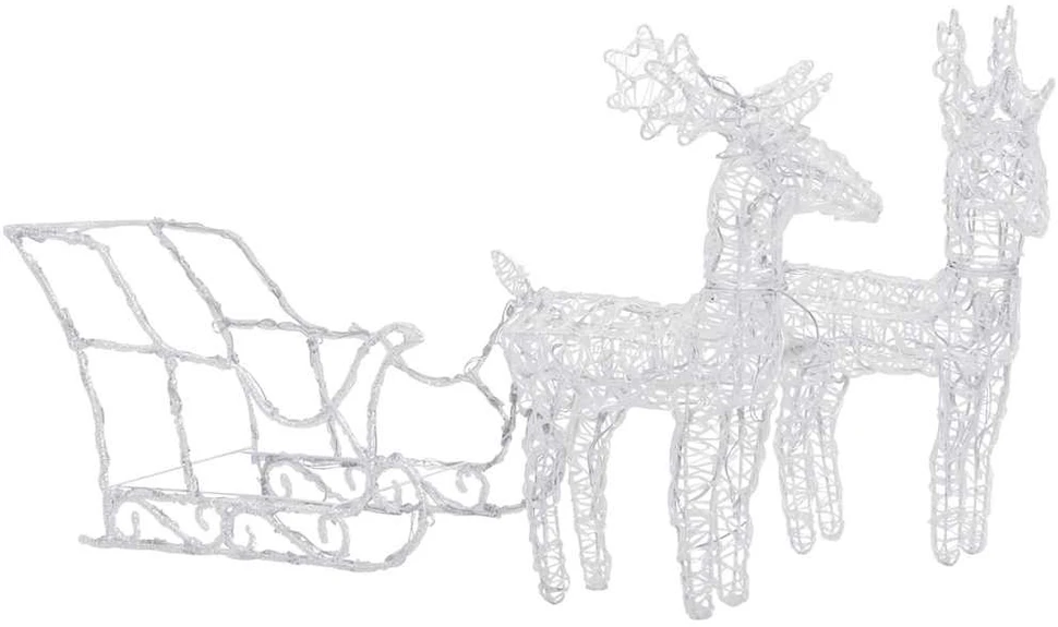Kalėdų dekoracija elniai ir rogės, 130cm, akrilas, 160 LED