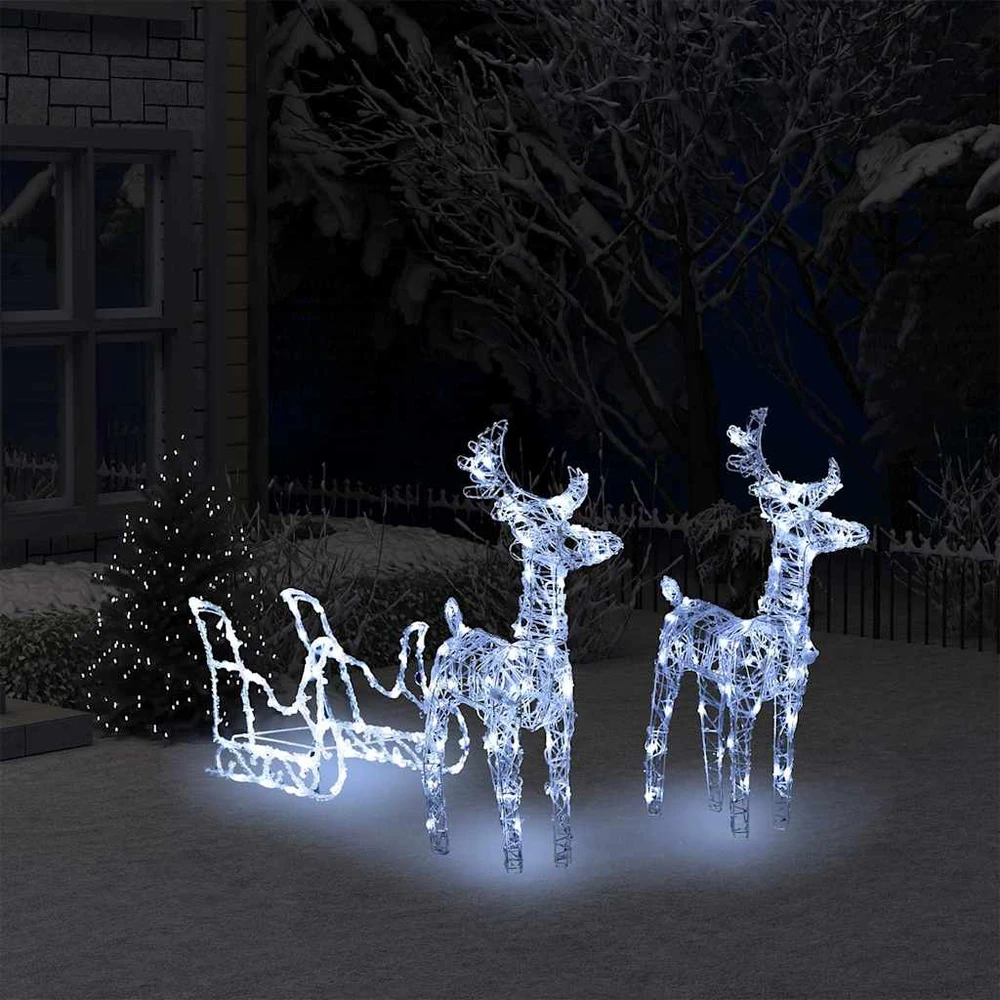 Kalėdų dekoracija elniai ir rogės, akrilas, 160 LED lempučių