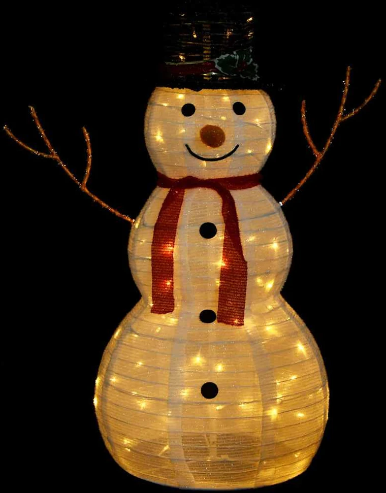 Kalėdų dekoracija sniego senis, 90cm, prabangus audinys, LED