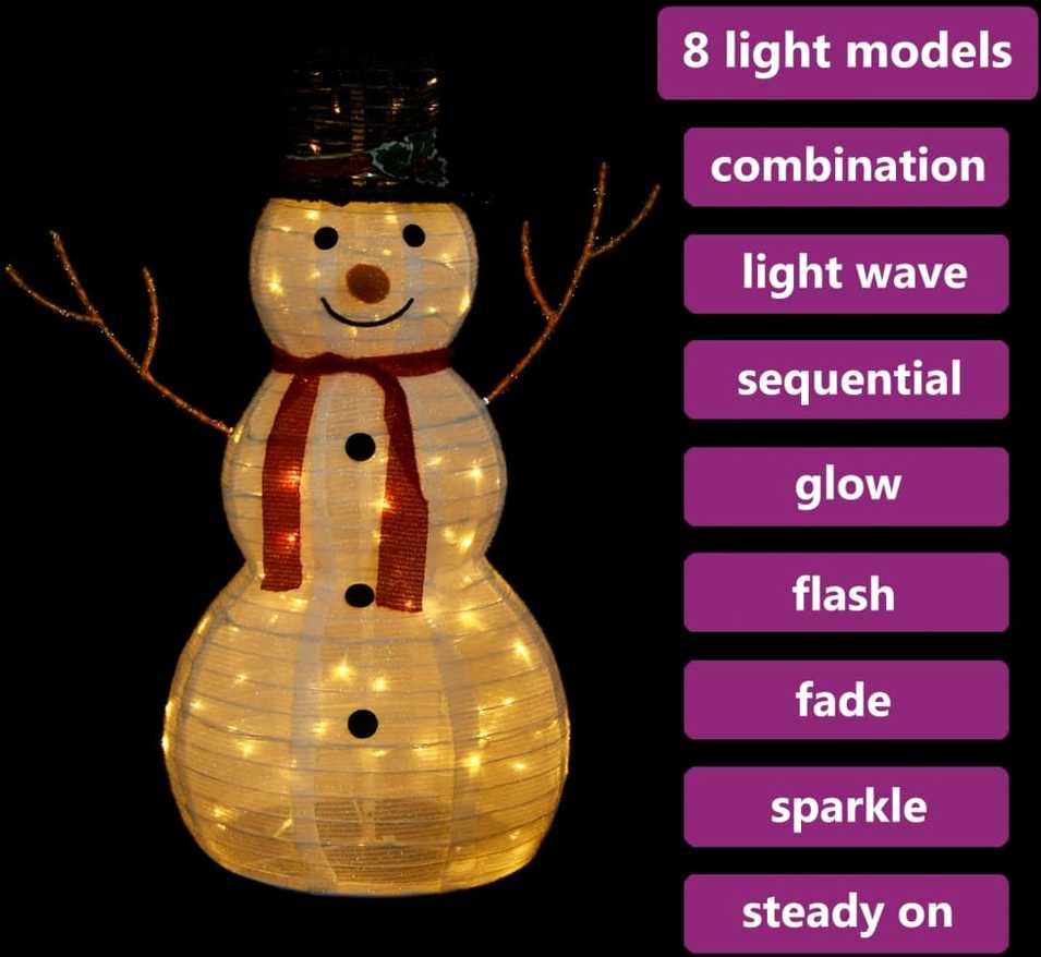 Kalėdų dekoracija sniego senis, 90cm, prabangus audinys, LED