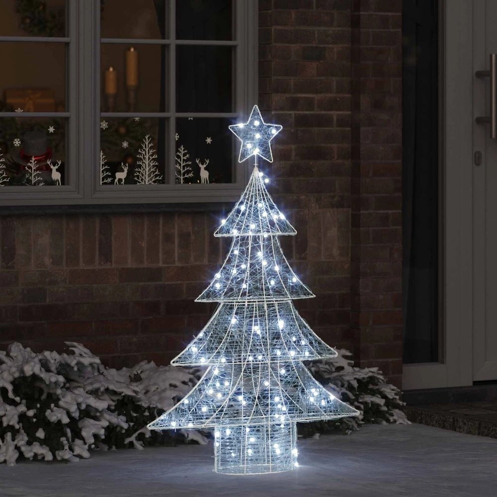 Kalėdų eglutė 100 LED Šalta balta 120 cm Akrilas