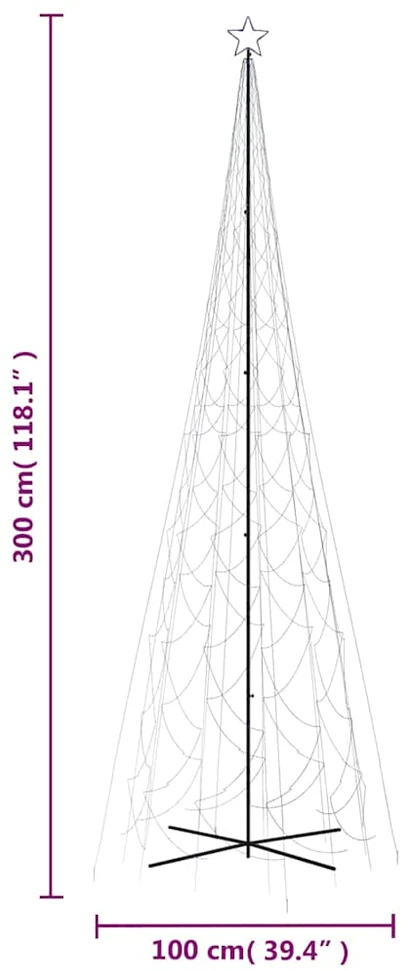 Kalėdų eglutė, 230x800cm, kūgio formos, 3000 mėlynų LED