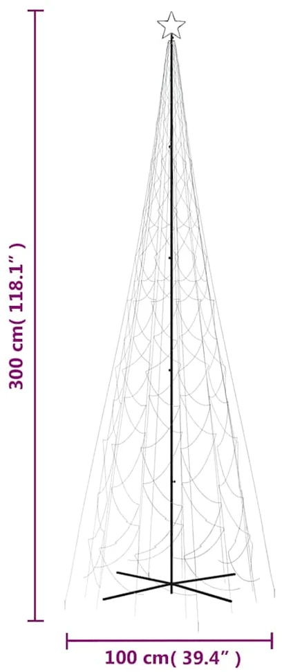 Kalėdų eglutė, 230x800cm, kūgio formos, 3000 šaltų baltų LED