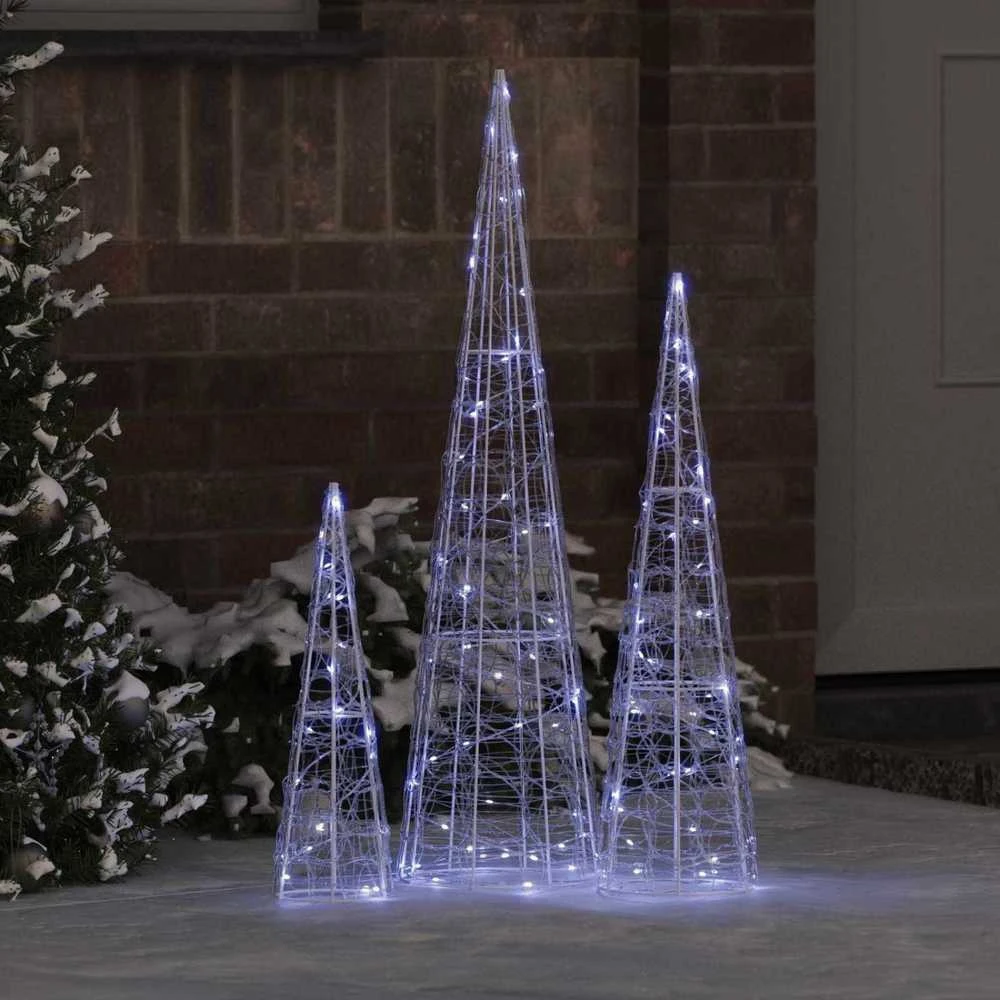 Kalėdų eglutė 3 vnt. 90 LED Šalta balta 20 x 20 x 80 cm Akrilas