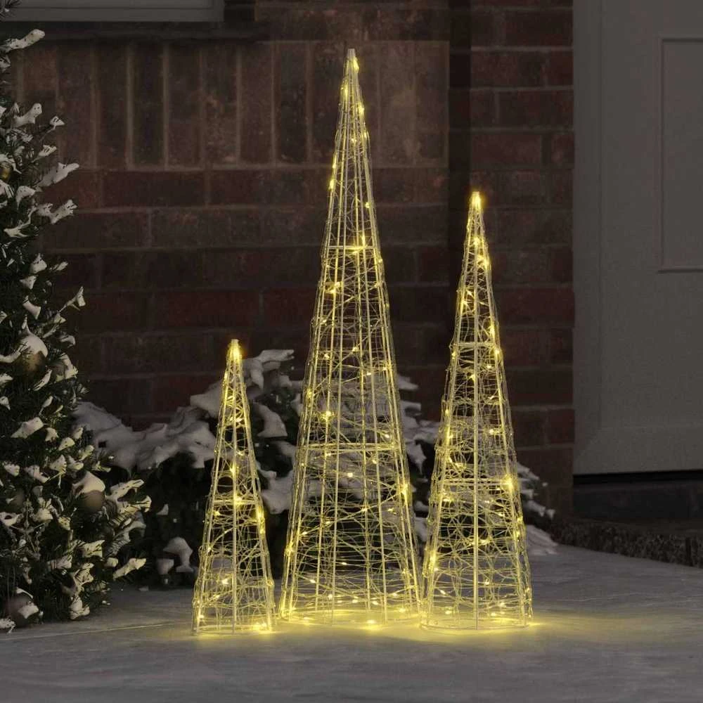 Kalėdų eglutė 3 vnt. 90 LED Šilta balta 20 x 20 x 80 cm Akrilas