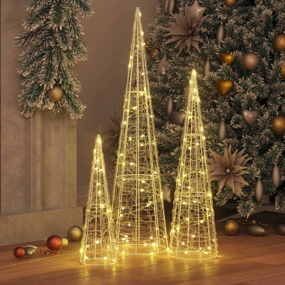 Kalėdų eglutė 3 vnt. 90 LED Šilta balta 20 x 20 x 80 cm Akrilas