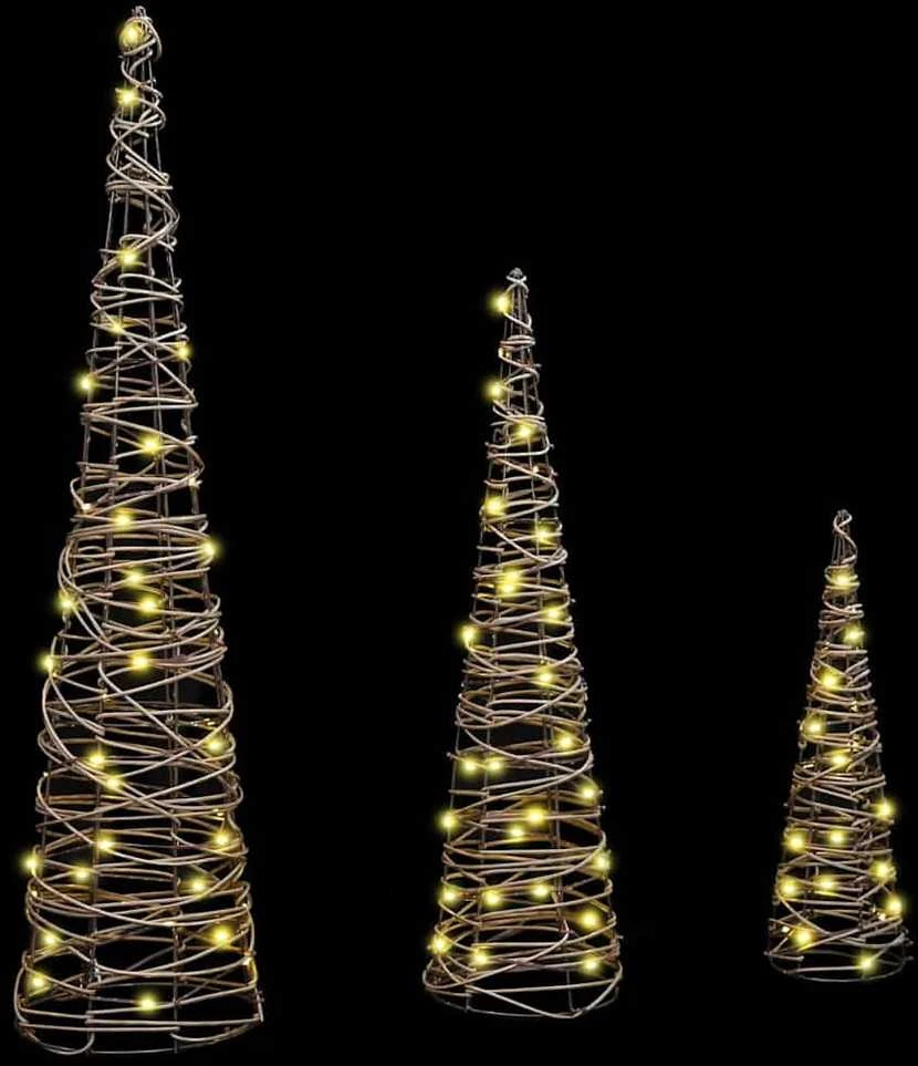 Kalėdų eglutė 3 vnt. 90 LED Šilta balta 20 x 20 x 80 cm Ratanas