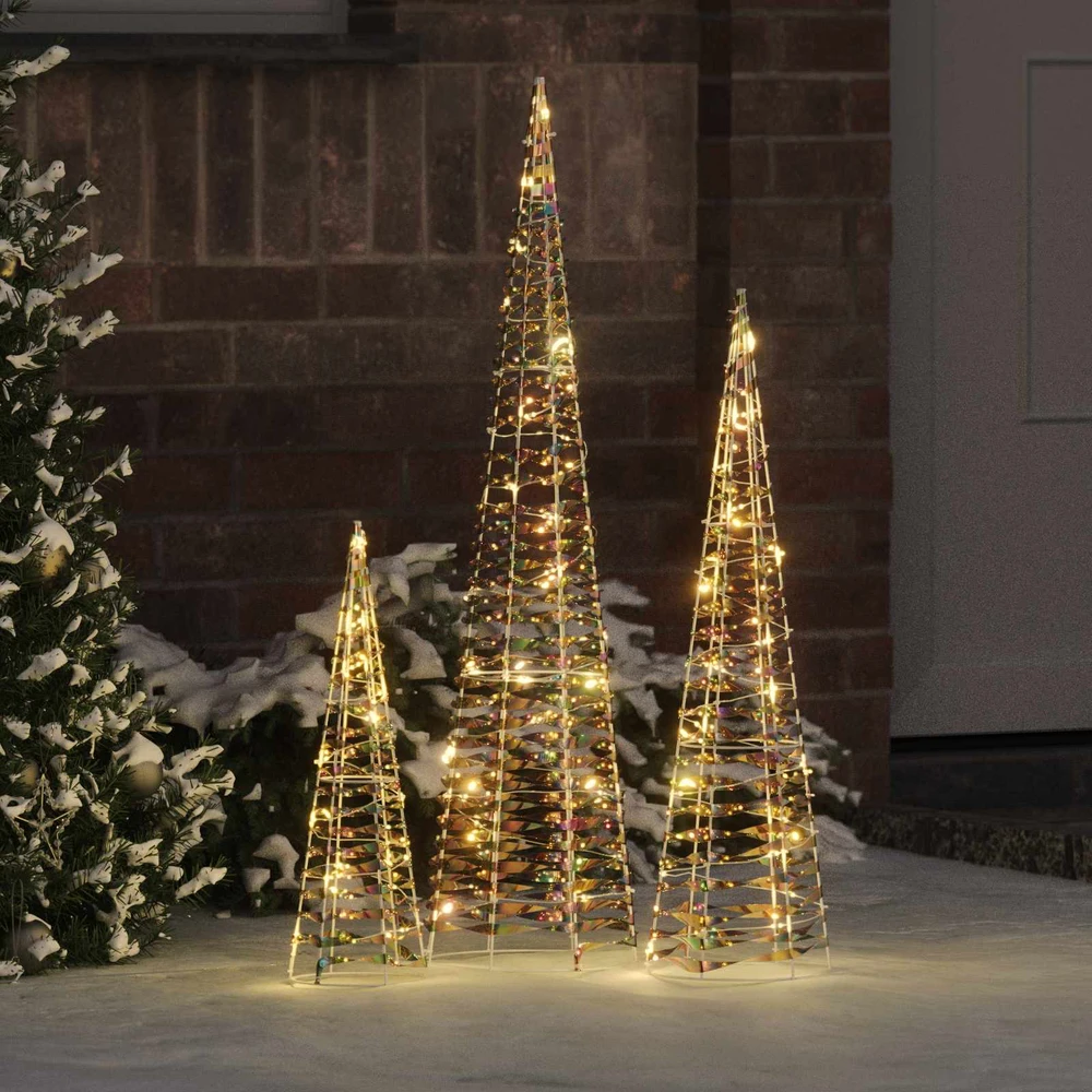 Kalėdų eglutė 3 vnt. 90 LED Šilta balta 20 x 20 x 80 cm PET