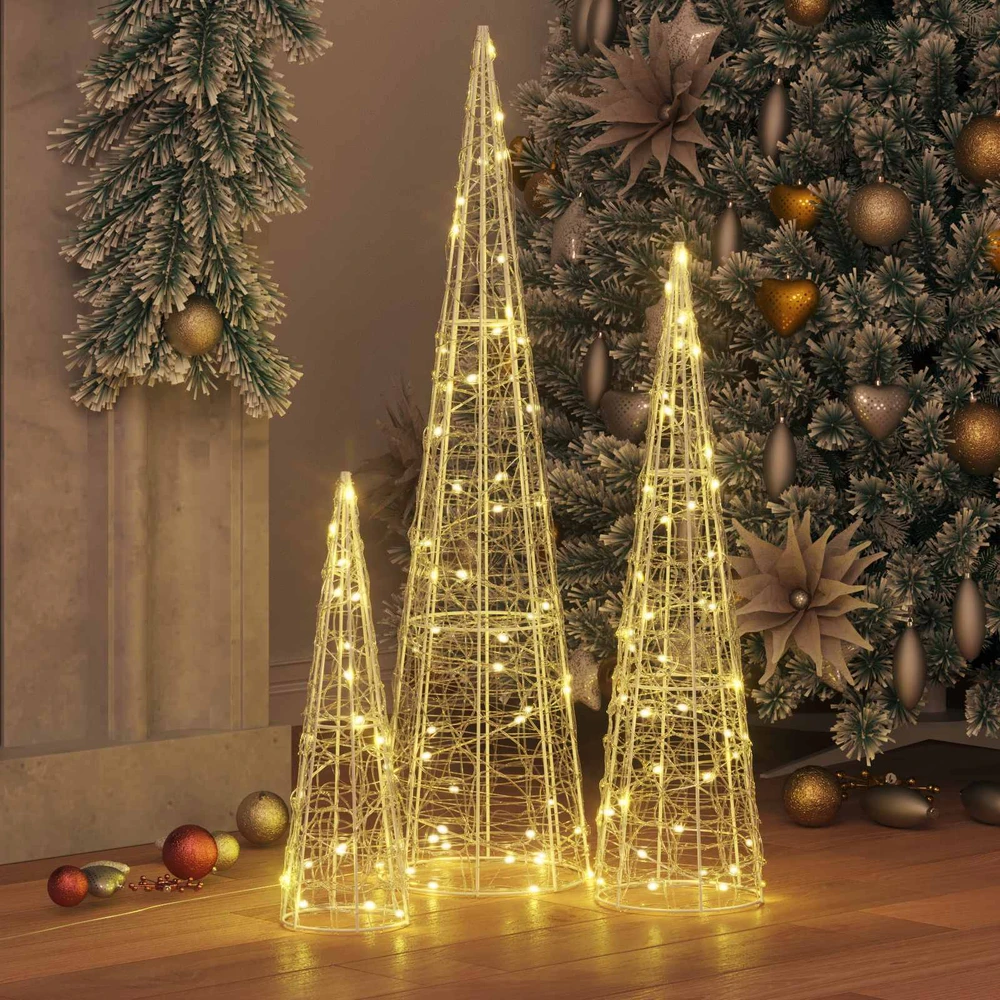 Kalėdų eglutė 3 vnt. 90 LED Šilta balta 20 x 20 x 80 cm Akrilas