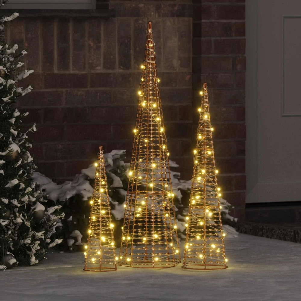 Kalėdų eglutė 3 vnt. 90 LED Šilta balta 20 x 20 x 80 cm PET