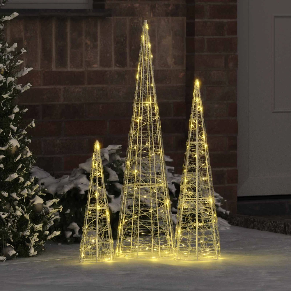 Kalėdų eglutė 3 vnt. 90 LED Šilta balta 20 x 20 x 80 cm Akrilas