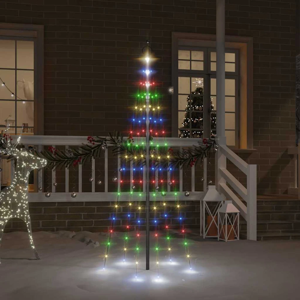 Kalėdų eglutė ant vėliavos stiebo, 180cm, 108 spalvotos LED