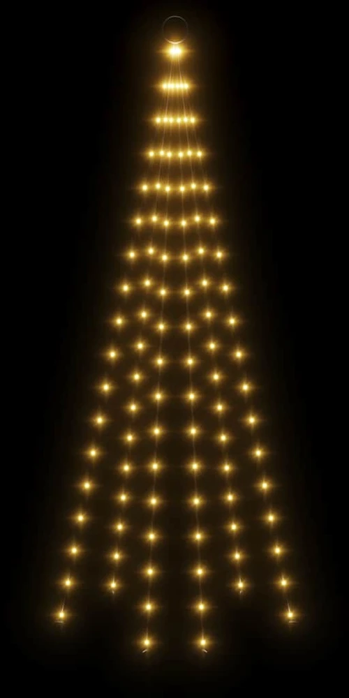 Kalėdų eglutė ant vėliavos stiebo, 180cm, 108 šiltos baltos LED