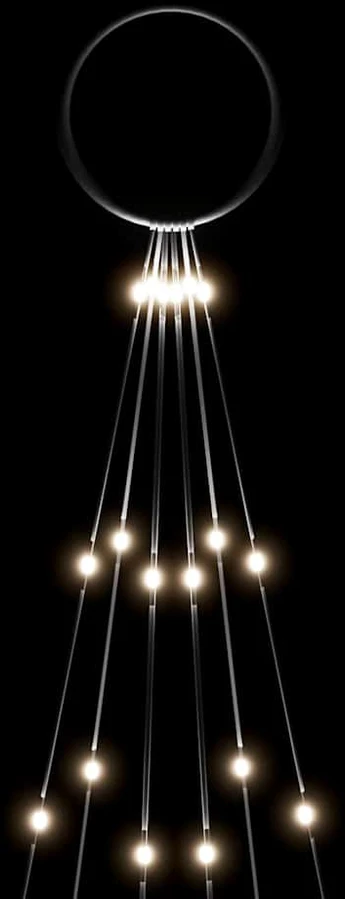 Kalėdų eglutė ant vėliavos stiebo, 180cm, 108 šaltos baltos LED