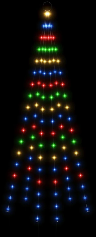 Kalėdų eglutė ant vėliavos stiebo, 180cm, 108 spalvotos LED