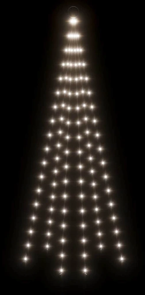 Kalėdų eglutė ant vėliavos stiebo, 180cm, 108 šaltos baltos LED