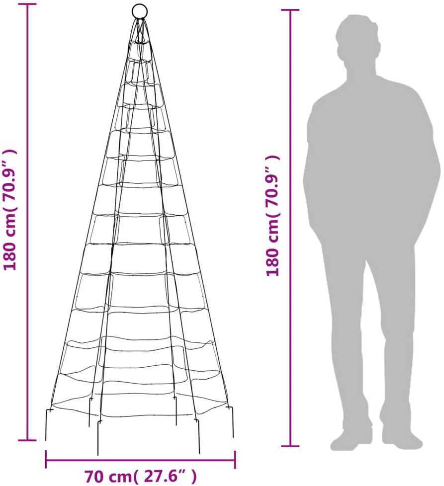 Kalėdų eglutė ant vėliavos stiebo, 180cm, 200 šaltų LED
