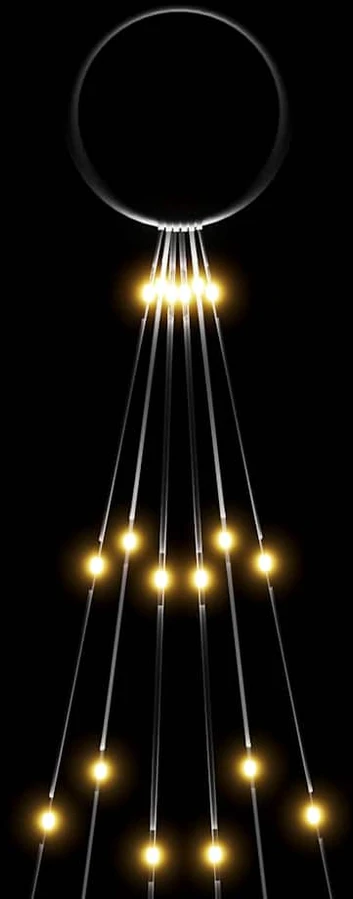 Kalėdų eglutė ant vėliavos stiebo, 180cm, 108 šiltos baltos LED