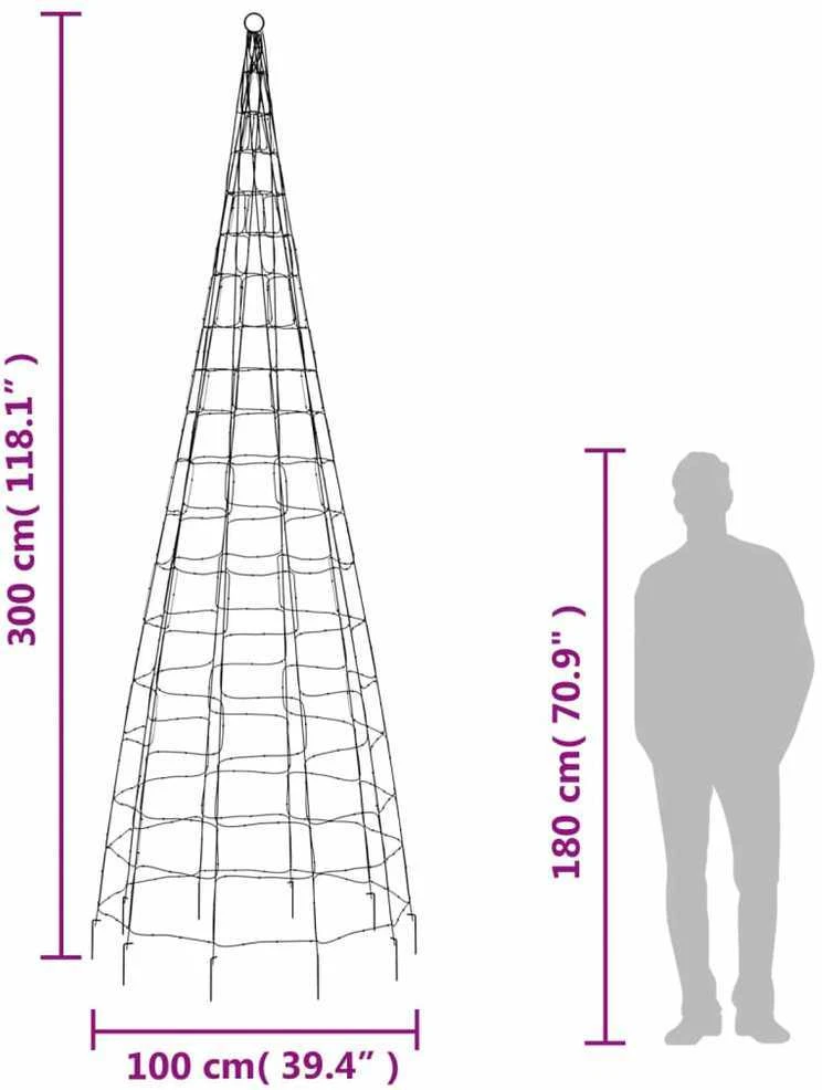 Kalėdų eglutė ant vėliavos stiebo, 300cm, 550 mėlynų LED
