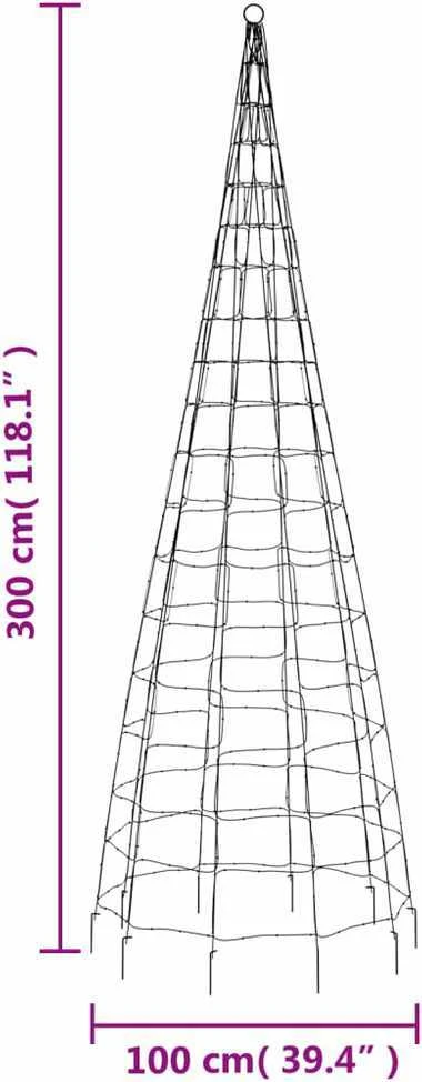 Kalėdų eglutė ant vėliavos stiebo, 300cm, 550 mėlynų LED