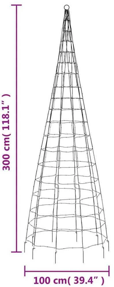 Kalėdų eglutė ant vėliavos stiebo, 300cm, 550 spalvotų LED