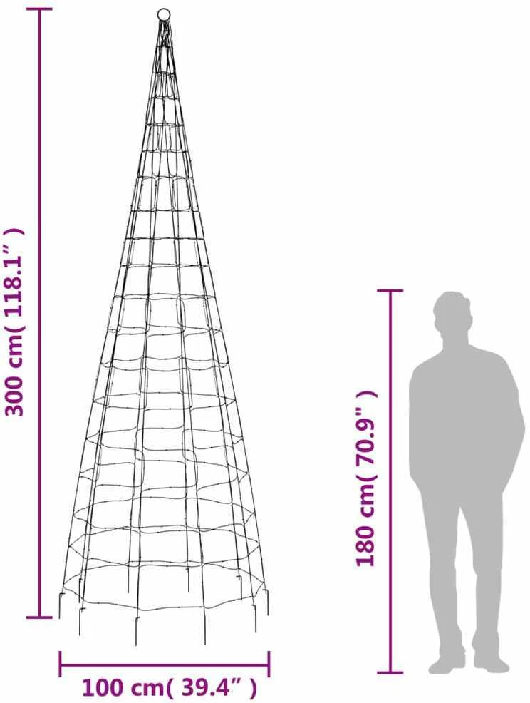 Kalėdų eglutė ant vėliavos stiebo, 300cm, 550 spalvotų LED