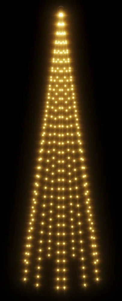 Kalėdų eglutė ant vėliavos stiebo, 300cm, 310 šiltų baltų LED